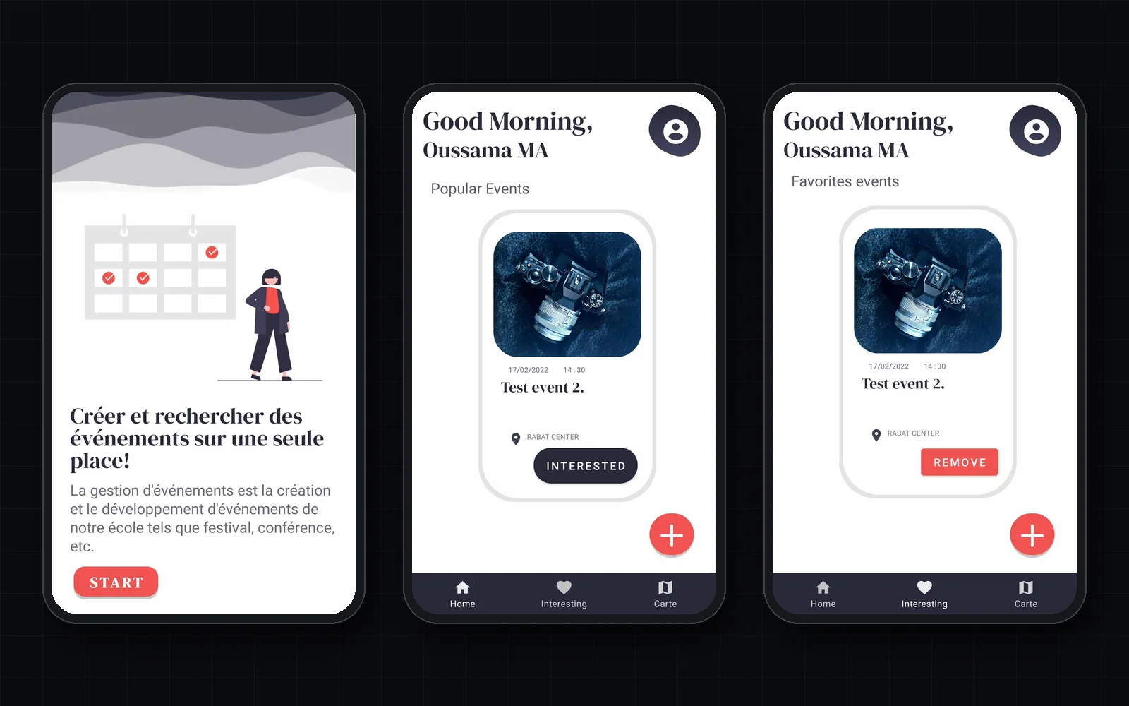 Onboarding, popular events and favorites